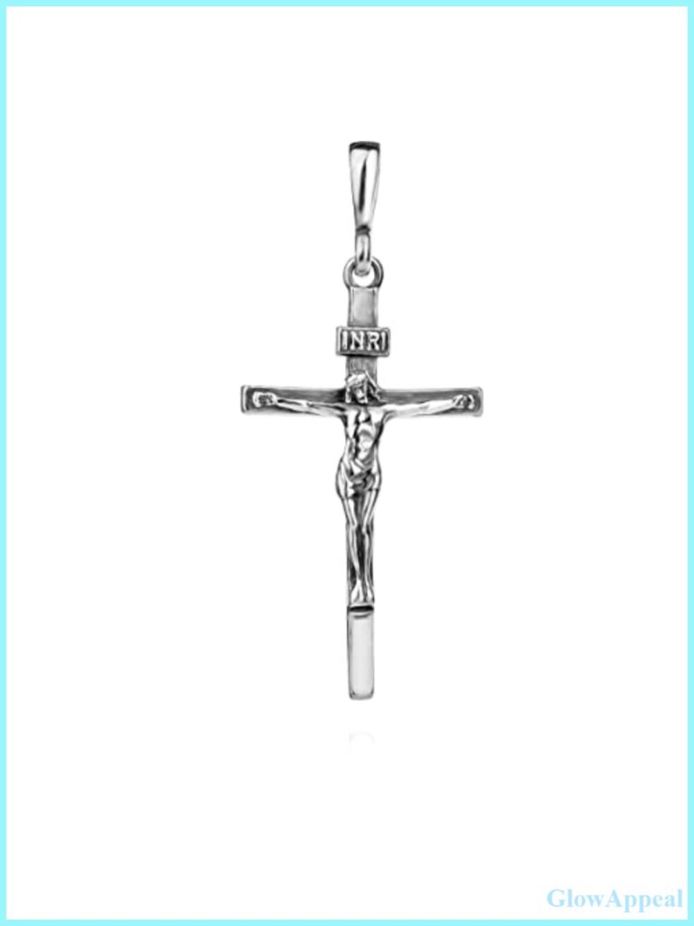 Sterling Silver 925 INRI Crucifix Pendant Necklace Religious Unisex